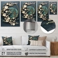 thumbnail image 4 of Designart "Gold and white flowers on Blue stone II In Green and White"Stone Geode Metal Wall Art Green Traditional Office Room Wall Art, 4 of 6