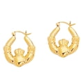 thumbnail image 1 of 14k Yellow Gold Shiny Claddagh Design Hoop Earrings, Diameter 20mm, 1 of 1