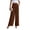 Coffee, variant on Women's Pocket Wide Leg Trousers Lightweight Pants High Waist Button Loose Trouser Work Casual Business Pants