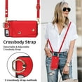 thumbnail image 2 of Crossbody for iPhone 7 / 8 / SE 2022 & 2020 Phone Case for Women, Wallet Case with Credit Card Holder Shoulder Strap & Wrist Lanyard Shockproof Purse Back Flip 360 Ring Holder Kickstand Case,Red, 2 of 9