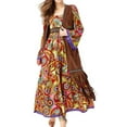 thumbnail image 2 of Disfraz de hippie para mujer, disfraz de hippie, accesorios retro, vestido, chaleco con borlas, años 60 XL, 2 of 8