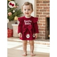 thumbnail image 6 of Newborn Baby Girl Christmas Outfits Letter Santa Claus Embroidery Long Sleeve Romper Dress Ribbed Bodysuit With Bow Headband 0-18 Months 2Pcs Christmas Clothes Set, 6 of 10