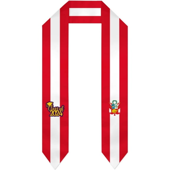 Class of 2024 Peru Flag Graduation Stoles Shawl Sash Scraf For Study Aboard International Students Graduation's Day