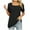 Black, variant on Otvok Womens Tops Solid Square Collar Ruffled T-Shirt Short Sleeve Loose Blouse