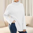 thumbnail image 5 of Babysbule Plus Size Womens Sweaters New Arrivals Women Solid Color Turtleneck Open Long Sleeve Turtleneck Ribbed Sweater Woman Clearance Women's Fashion, 5 of 6
