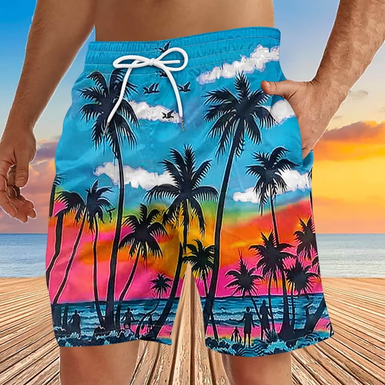 Miqool Mens Swim Trunks Quick Dry Beach Board Shorts Hawaiian