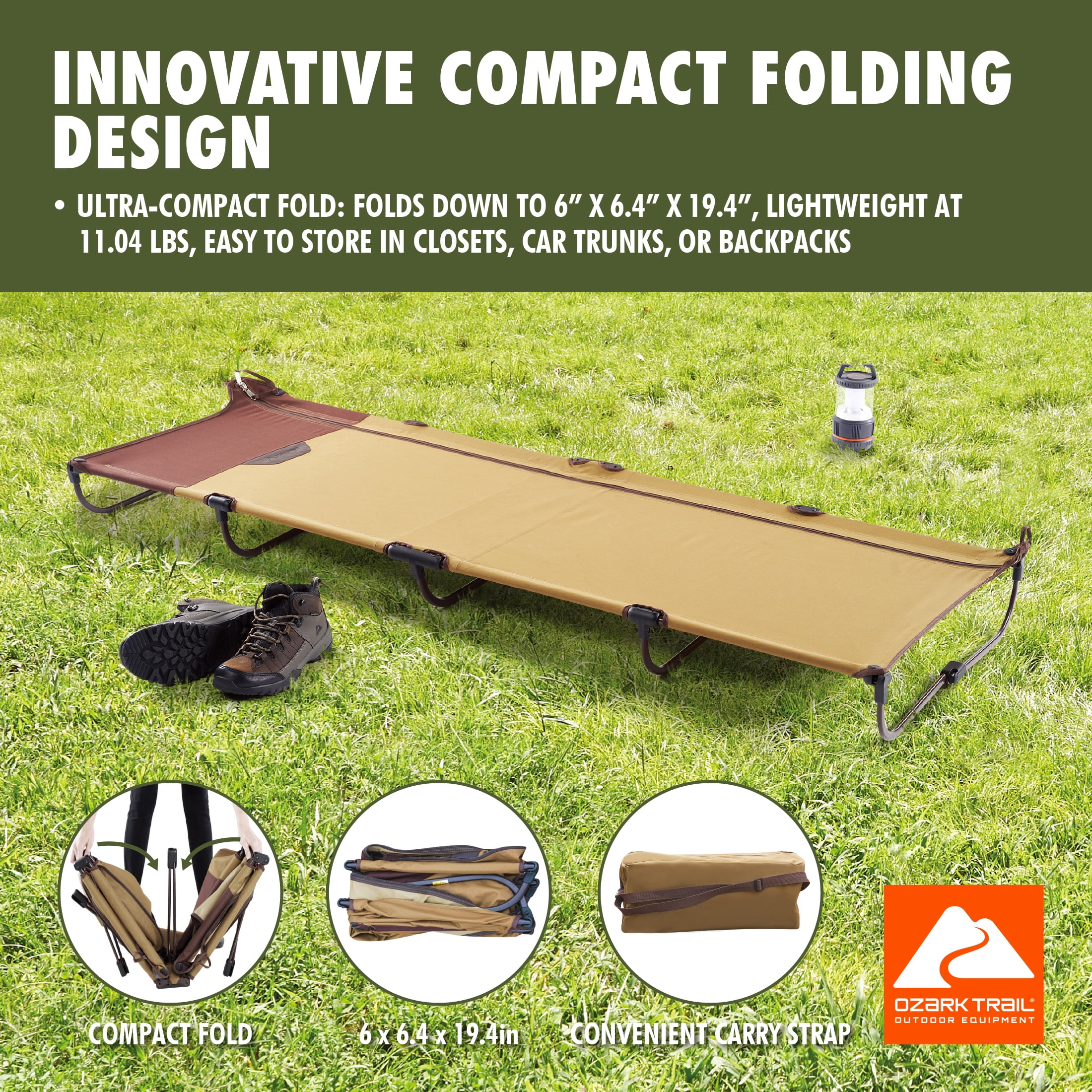 Ozark Trail Zippered Foldable Cot with Carry Bag