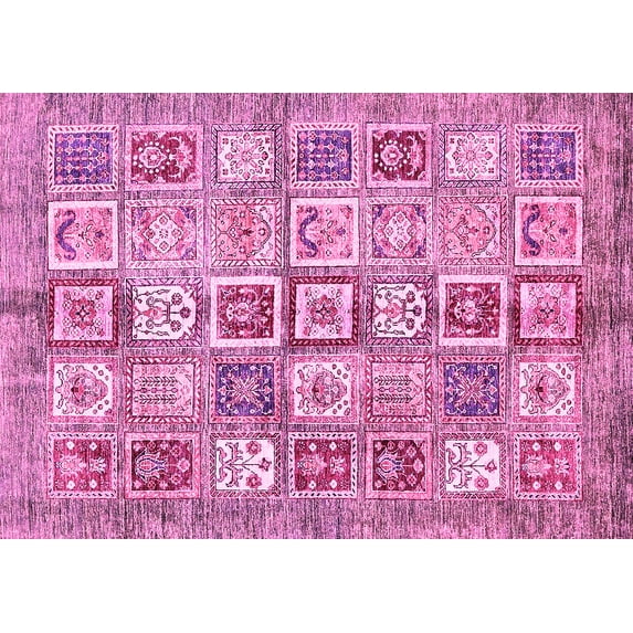 Ahgly Company Indoor Rectangle Abstract Pink Modern Area Rugs, 2' x 5'