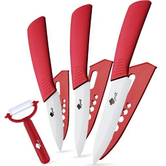 4-Piece Ceramic Knife Set Kitchen Chefs Paring Knife with Cover 3" 4" 5" Utility Knife for Fruit Vegetable