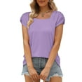 thumbnail image 5 of gakvbuo Plus Size Summer Tops For Women Tops Dressy Casual Tunic Tops To Wear With Leggings Woman Causal Square Neck Solid Color Blouse Puff Short Sleeve T-Shirt Summer Tops, 5 of 9