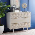 thumbnail image 2 of SAFAVIEH Zinnia Contemporary Geometric 3 Drawer Chest , White Wash/Brass (31.8 in. W x 16 in. D x 29 in. H), 2 of 15