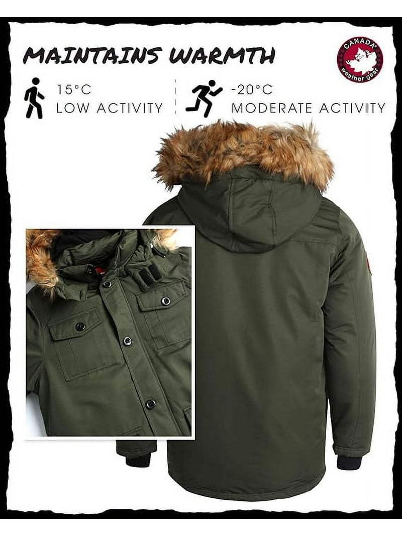 CANADA WEATHER GEAR Men's Winter Coat - Heavyweight Teflon Canvas
