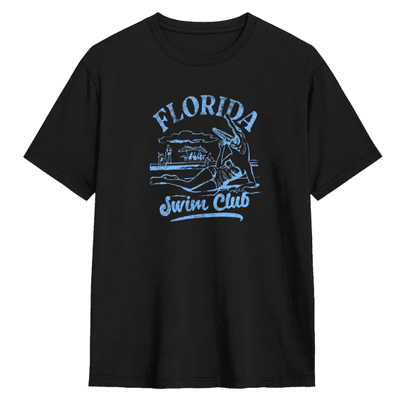 Florida Swim Club Crocodile Vintage Graphic Tee for Men and Women, Beach Gift Cotton Short Sleeves T-Shirt