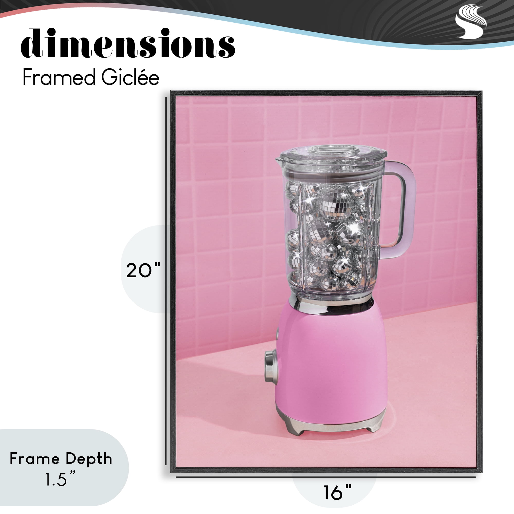 Stupell Industries Disco Drink Blender over Pink Black Framed Giclee Art, design by LISH Creative