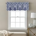 thumbnail image 3 of Abstract Floral Valance Curtain Retro Dark Blue Geometric Texture Art Vintage Window Valances Rod Pocket Short Curtains Window Treatments for Kitchen Bedroom Bathroom Laundry 42" x 18", 3 of 9