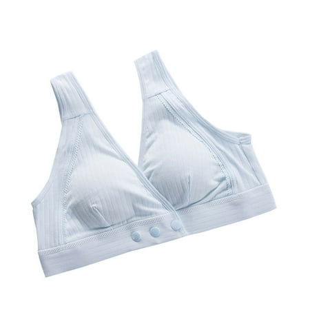 Gnurob Clearance Deals Women Nursing Bra Maternity Breastfeeding Bras Pregnancy Wirefree Bralette Mother s Seamless Bralettes Front Snap Underwear Light Blue 3X-Large