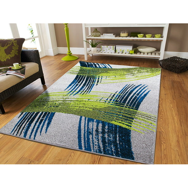 Contemporary Area Rugs 5x7 On, Grey And Lime Green Area Rugs