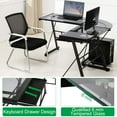 thumbnail image 7 of L Shaped Computer Desk with Keyboard Tray L-Shaped Home Office Desk Corner Desk with Scratch-Resistant Glass Top Table for Home Office Study, Clear, 7 of 7