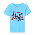 thumbnail image 4 of Pisexur Valentines Day T-shirt Top T-shirt à Manches Courtes Imprimé Amour de la Saint-Valentin pour Femmes, Col Rond, 4 of 5