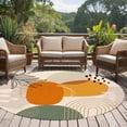 thumbnail image 4 of Round Area Rugs Collection 8 Ft, Boho Geometric Non-Slip Residential Carpet, Middle Century Abstract Leaves Stripes Indoor Crawling Mats Runner Rugs for Living Room/Dining Room/Bedroom, 4 of 8