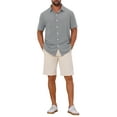 thumbnail image 2 of CAMISAS DE HOMBRE CORTA MANGA BOTÓN PLAYA VERANO CUELLO PUNTA 2XL GRIS DÍA DEL PADRE INSPIRAR CHIC, 2 of 6