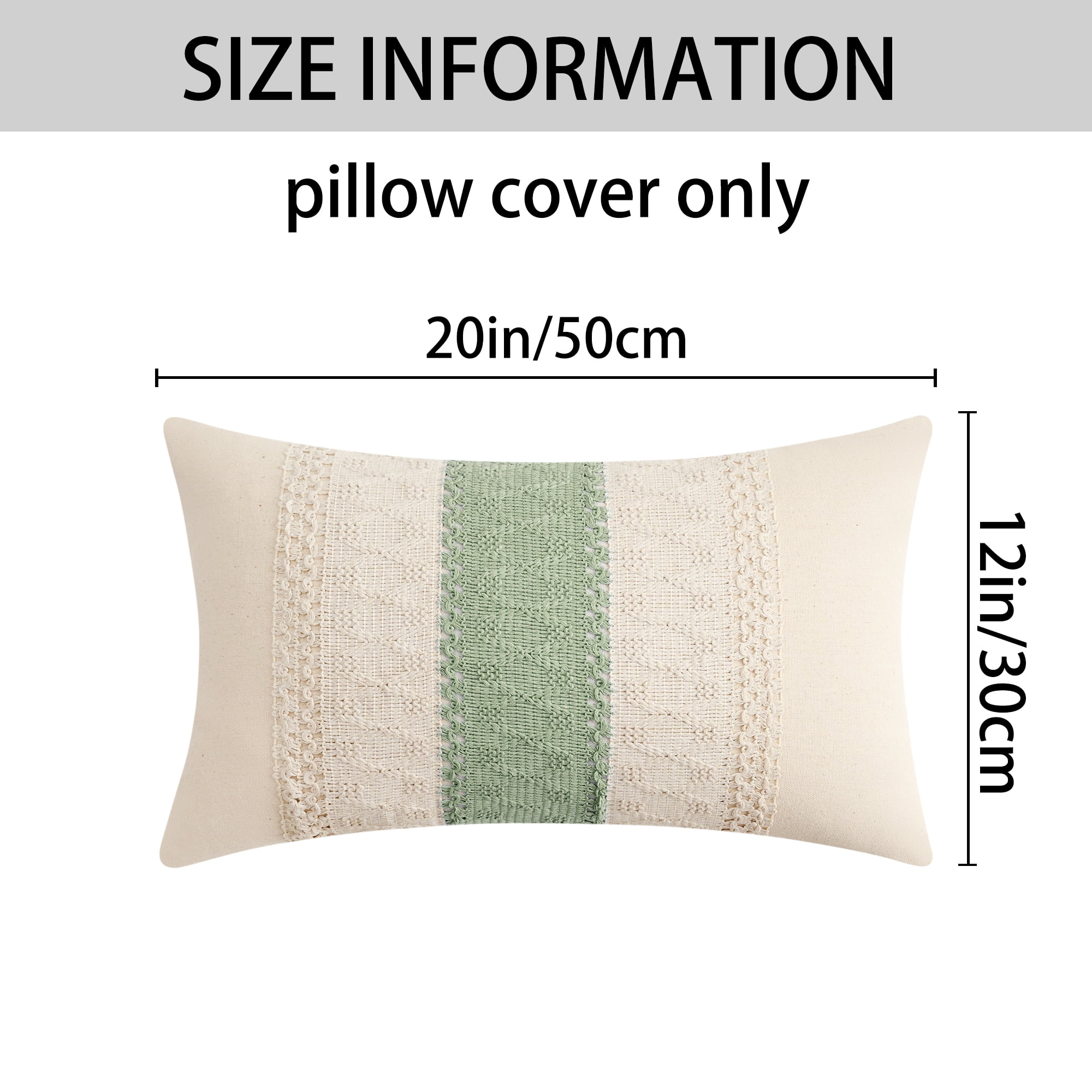 Unique Bargains 2Pcs Geometry Weave Throw Pillow Covers for Sofa Green 12" x 20"