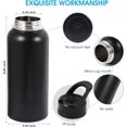 thumbnail image 2 of Insulated Water Bottle, 32oz Vacuum Stainless Steel Metal Sports Water Bottles with Stickers, Straw & Spout Lid (2 Lids), Double Walled to Keeps Hot and Cold, Leak Proof, BPA-Free, 32oz (Black), 2 of 8