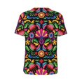 thumbnail image 3 of Rocae Colorful Floral Embroidery Mexican for Breathable Men's Baseball T-Shirt Fashionable Casual Baseball Jersey, Moisture-wicking Sportswear 4X-Large, 3 of 9