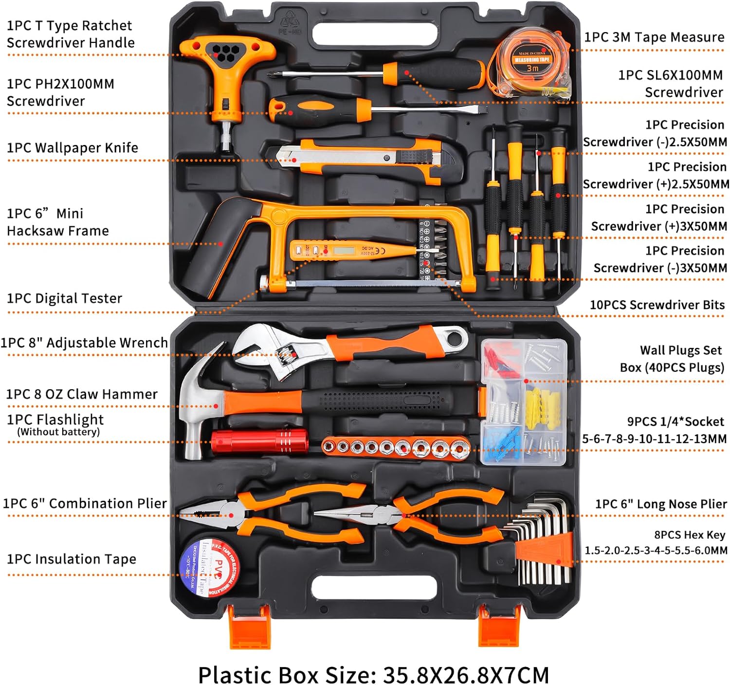 Hoey 105-Piece Household Tool Set with Storage Case photo 6