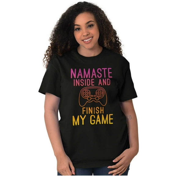 Gamer Namaste Inside Video Gaming Pun Women's Plus Size Graphic Tee Brisco Brands 2X