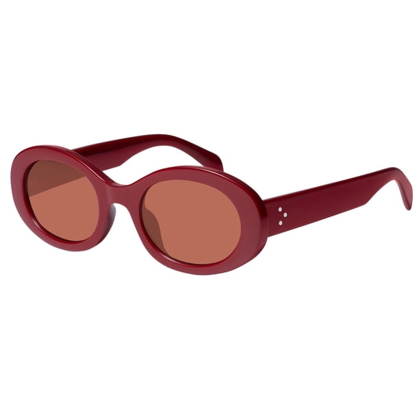 Lentes de sol mosanana ovalados retro modernos rojos UV400 para mujer