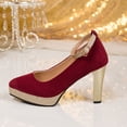 thumbnail image 6 of Women's Platform Pumps for Women Trendy Round Toe Chunky Heel Mary Jane Shoes Comfortable Suede Glitter Ankle Strap Dress Shoes Spring Summer Fashion Plus Size Black Shoes for Women, 6 of 10