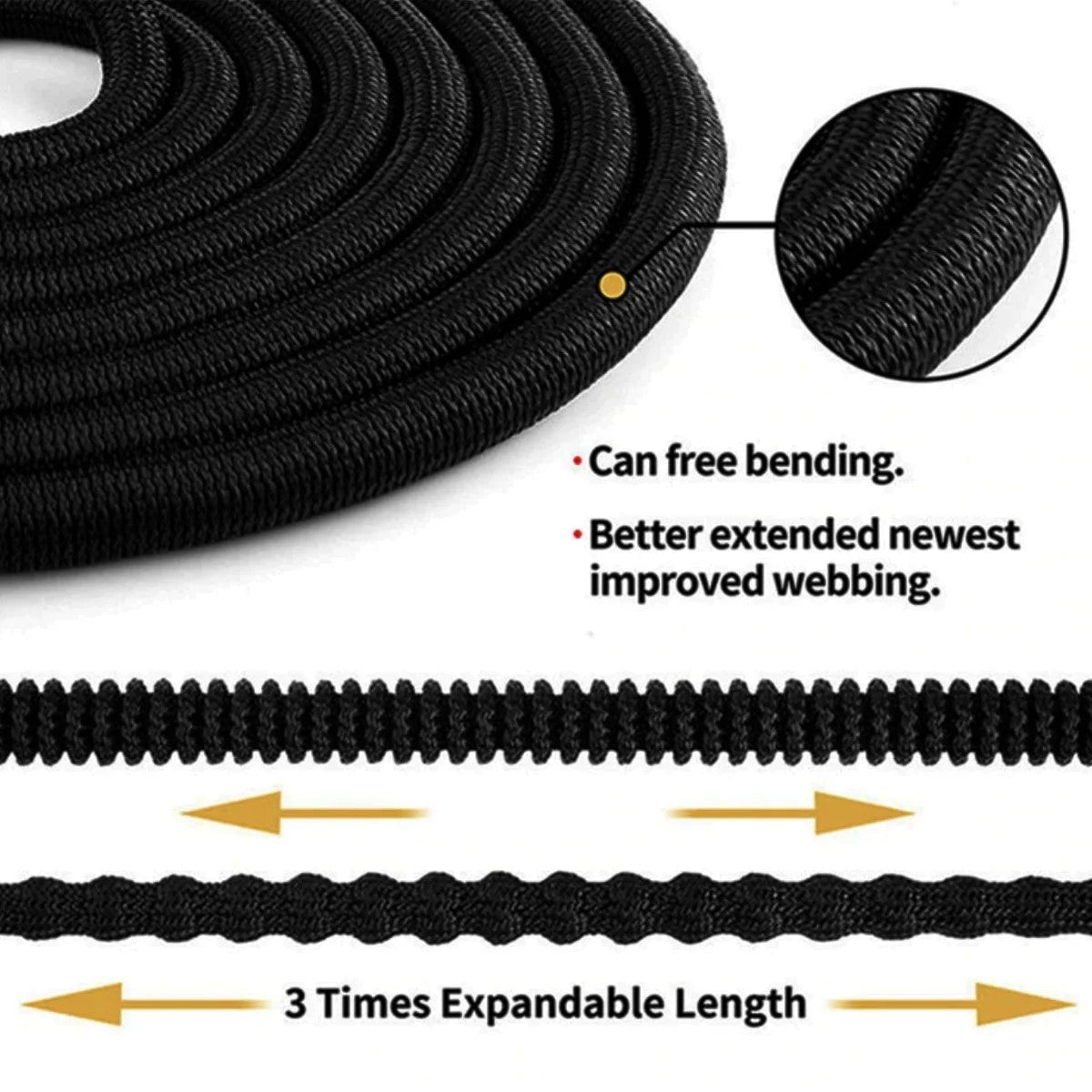 50FT Expandable Water Hose – Flexible Lightweight No-Kink Garden Hose for Outdoor Watering, Car Wash, Lawn & Yard with Leakproof Brass Fittings, Durable Expanding Water Hoses