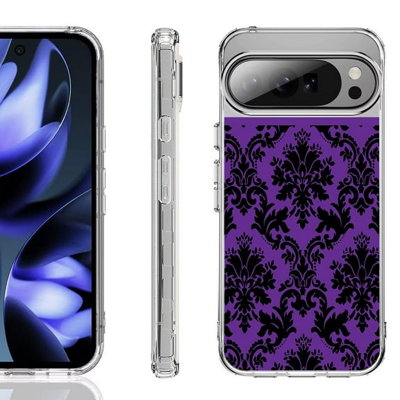 For Google Pixel 10 / 10 Pro Shockproof Phone Case, by OneToughShield - Victorian Purple/Black