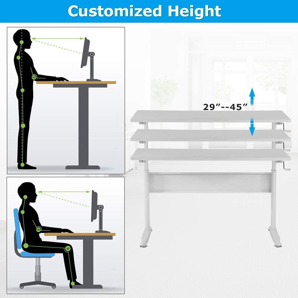 Standing Desk Converter Computer Workstation Height Adjustable Desk Large Desktop Stand Up Desk Ergotron Laptop Sit-Stand Desk Fit Dual Monitor for Home Office White,48inches