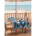 thumbnail image 2 of Outdoor Tablecloth with Umbrella Hole for Patio/Picnic/Party/Camping, Blue Peonies Waterproof Table Cloth Rectangle Table Cover Washable, Retro Flowers Country Floral Wood Board (52"x 70"), 2 of 9