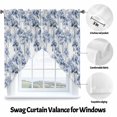 thumbnail image 3 of Swag Curtain Valances Watercolor Trees Swag Valances for Kitchen Windows Blue Leaves Forest Short Topper Curtains Valance Tier Pair for Kitchen Bedroom Living Room Bathroom 28"x36", 3 of 8