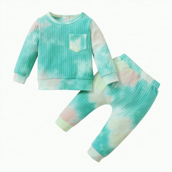 Toddler Baby Boys Outfits Boy Fall/Winter Tie Dye Long Sleeve Pocket 3T 4T 5T Everyday Outfit Set 2-Pieces