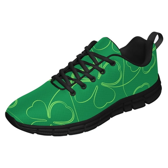 St Patricks Day Shoes for Women Breathable Running Sneakers Men Green Four Leaf Clover Shoes for Irish Festival Gift Black Size 3.5