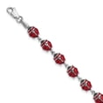 thumbnail image 4 of 925 Sterling Silver Rhodium Polished Enameled Lady Bug Bracelet, 4 of 5