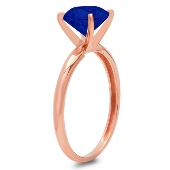 2.5 ct Round Cut Simulated Blue Sapphire Solitaire Engagement Ring for Women in 18K Rose Gold
