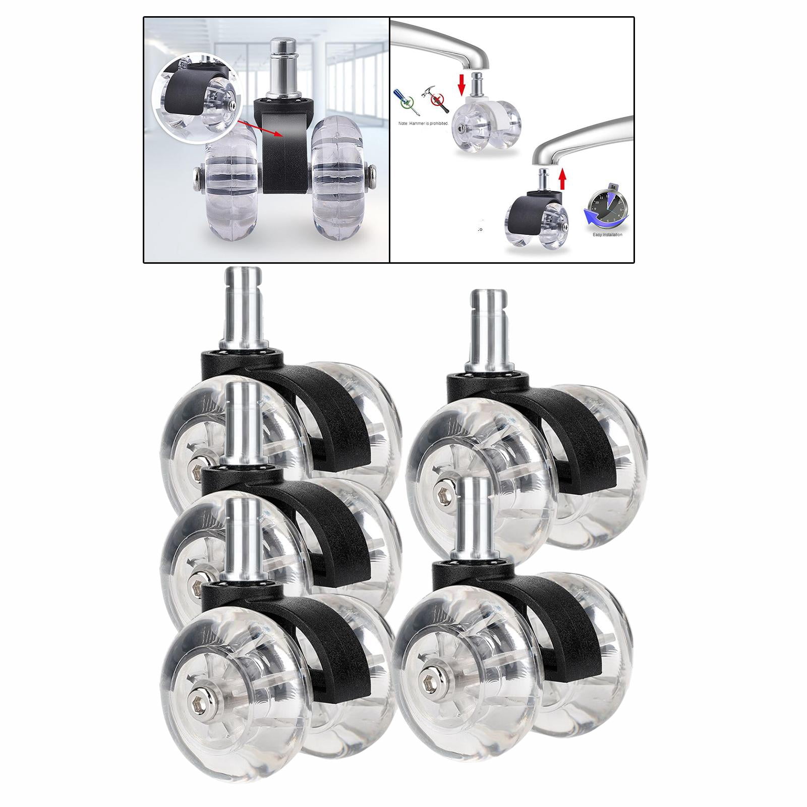 Heavy Duty Office Chair Caster Wheels Set of 5 Roller Wheel for Floor Protecting