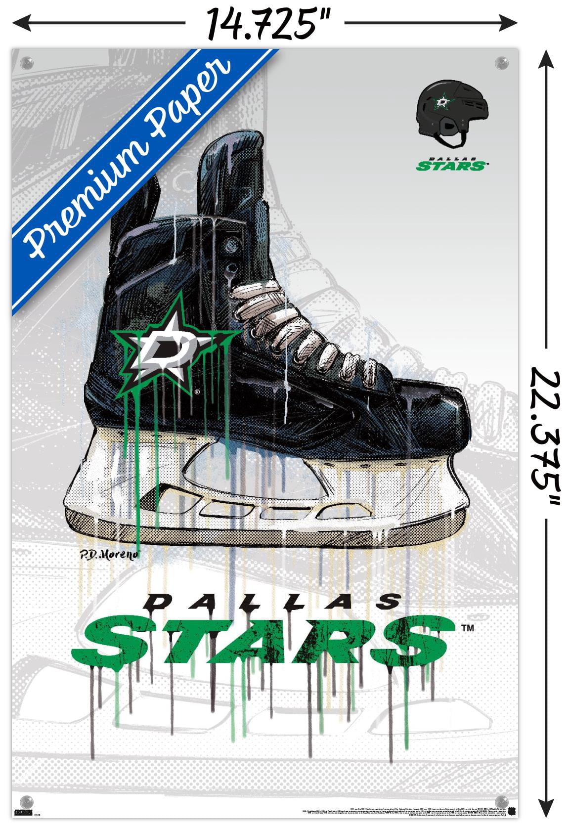 NHL Dallas Stars - Drip Skate 21 Wall Poster with Pushpins, 14.725" x 22.375"
