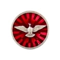 thumbnail image 2 of Holy Spirit red enamel round Gold and silver accent  catholic lapel pins, 2 of 2