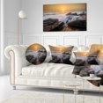 thumbnail image 3 of Designart Sunset over Rocky Seashore - Beach Photo Throw Pillow - 12x20, 3 of 5