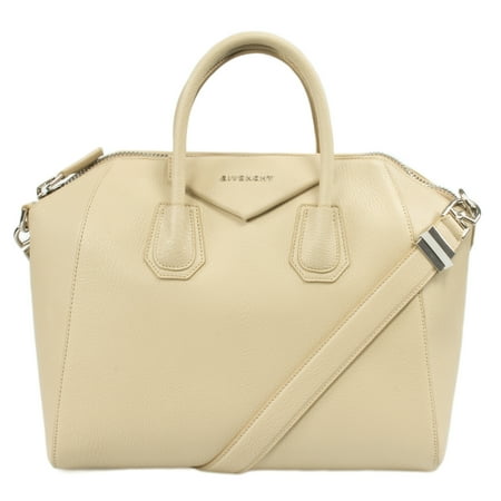 - Givenchy Antigona Sugar Goatskin Satchel Bag | Beige w/ Silver Hardware | Medium