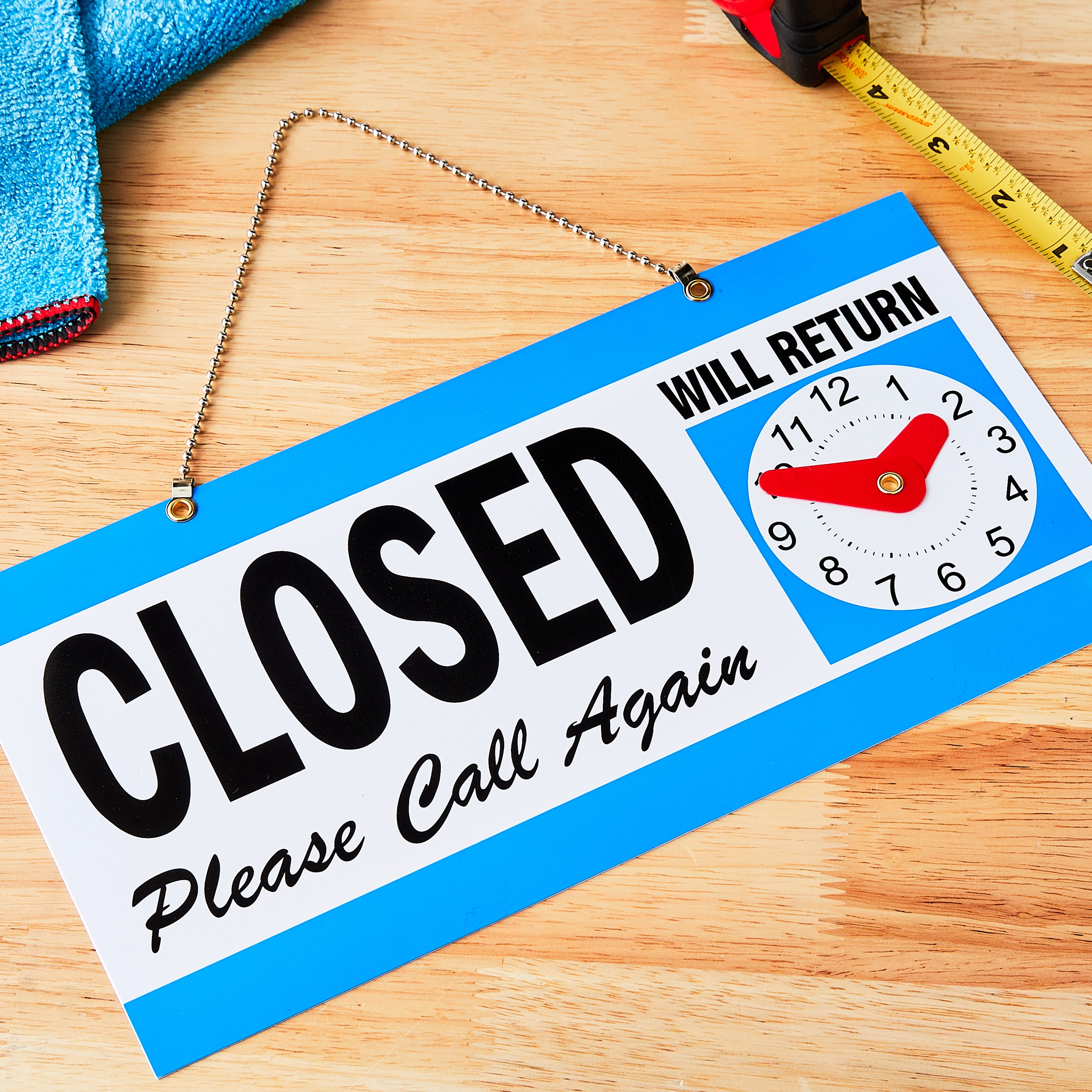 (2 pack) Pen+Gear Reversible Open & Closed Sign, 5.9 x 11.4 in, Durable PP Material, Customizable Clock