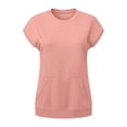 thumbnail image 7 of ibuvkizy Womens Hoodless Sweatshirts Cuffed Cap Sleeve Crew Neck Front Kangaroo Pocket Loose Fit Pullover Casual Athletic Workout Layering Tops Solid Colors for Yoga Running,L, 7 of 7