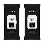 Cremo Activated Charcoal Detoxifying Face & Body Wipes, A Fresh Scent with Notes of Fig, Citrus