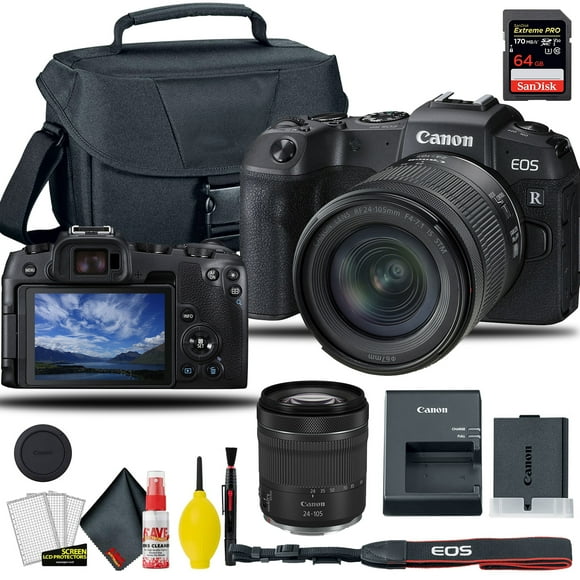 Canon EOS RP Appareil Photo Numérique Sans Miroir avec Objectif 24-105mm F/4-7.1, + Sac pour Appareil Photo + Carte Pro 64 Go + Ensemble de Nettoyage 6AVE et Plus (Modèle International)